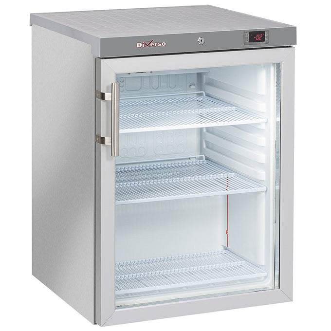 Réfrigérateur ventilé inox 200L avec porte vitrée design compact et performance - Diverso