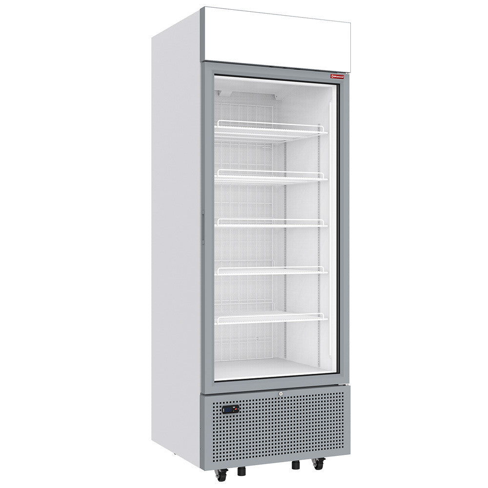 Vitrine ventilée négative vitrée 646L - 5 niveaux fixes caisson lumineux double vitrage - BLANCHE - Diamond