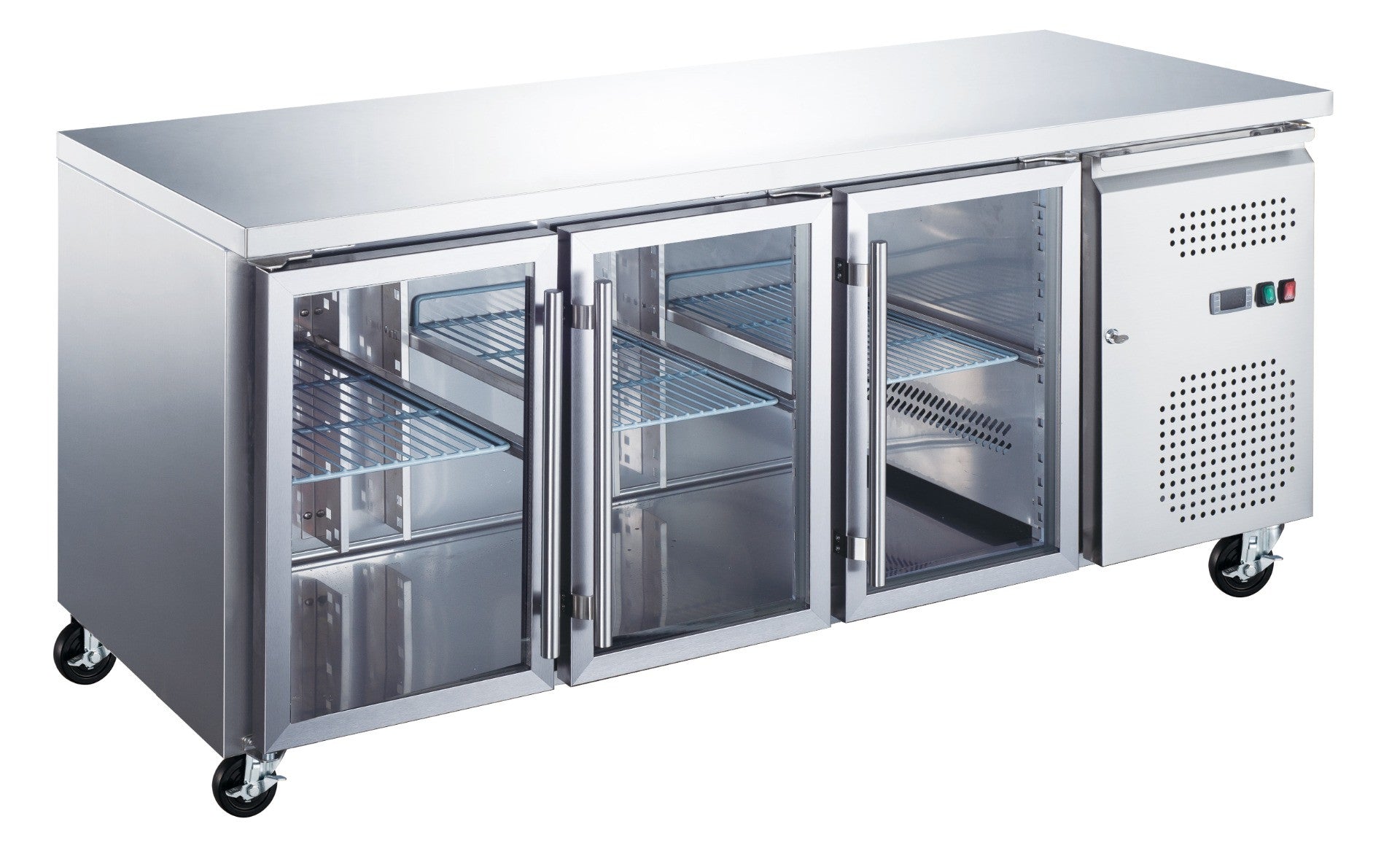 Table réfrigérée avec portes vitrées 1800 mm inox 300 L 280 W Maxima - Table réfrigérée professionnel CHR - matériel cuisine pro - Cuistéo