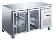 Table réfrigérée - 136 cm - 2 portes vitrées inox 300 L 261 W Maxima - Table réfrigérée professionnel CHR - matériel cuisine pro - Cuistéo