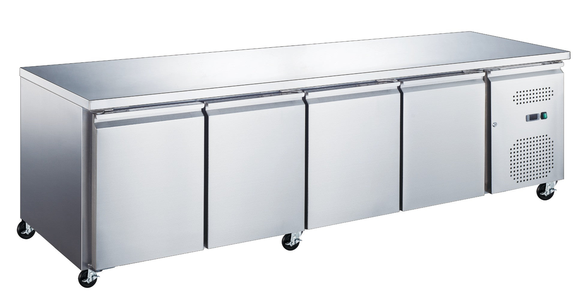 Table réfrigérée - 553L - 223cm - 4 portes inox 305 W Maxima - Table réfrigérée professionnel CHR - matériel cuisine pro - Cuistéo