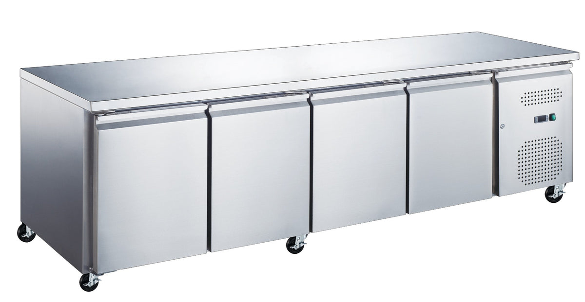 Table réfrigérée - 553L - 223cm - 4 portes inox 305 W Maxima - Table réfrigérée professionnel CHR - matériel cuisine pro - Cuistéo