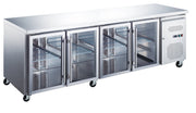 Table réfrigérée - 223 cm - 4 portes vitrées inox 553 L 345 W Maxima - Table réfrigérée professionnel CHR - matériel cuisine pro - Cuistéo