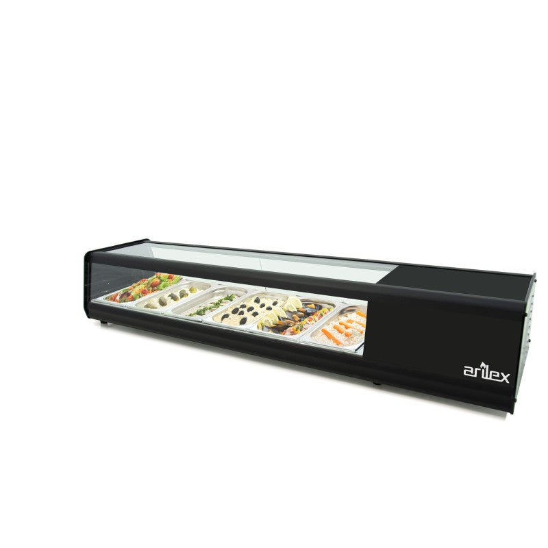 Vitrine réfrigérée - 4 GN1/3 - Couvercle - Couleur noire - Arilex