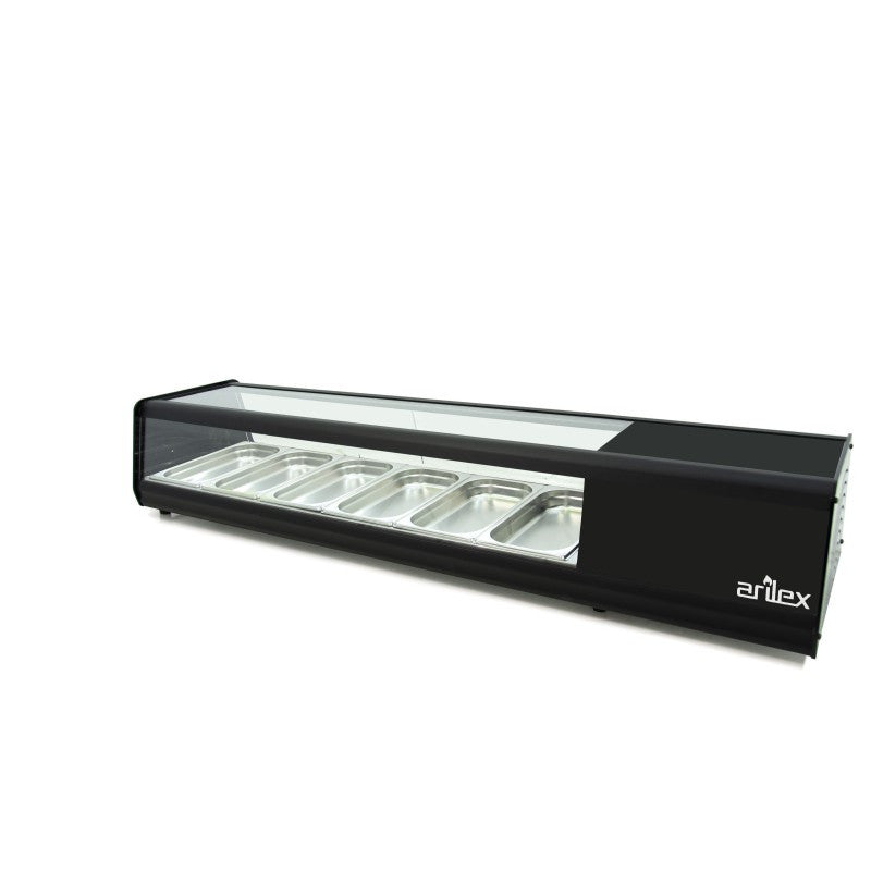Vitrine réfrigérée - 4 GN1/3 - Couvercle - Couleur noire - Arilex
