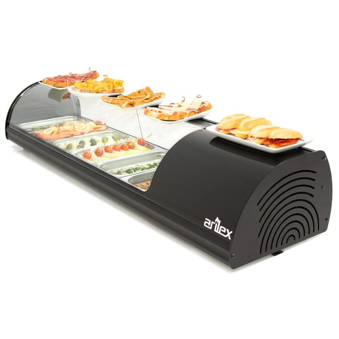 Vitrine réfrigérée - 6 GN1/3 - Pour tapas - Couleur noire - Arilex