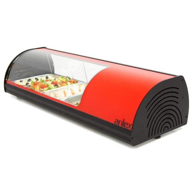 Vitrine réfrigérée - 4 GN1/3 - Pour tapas - Couleur rouge - Arilex