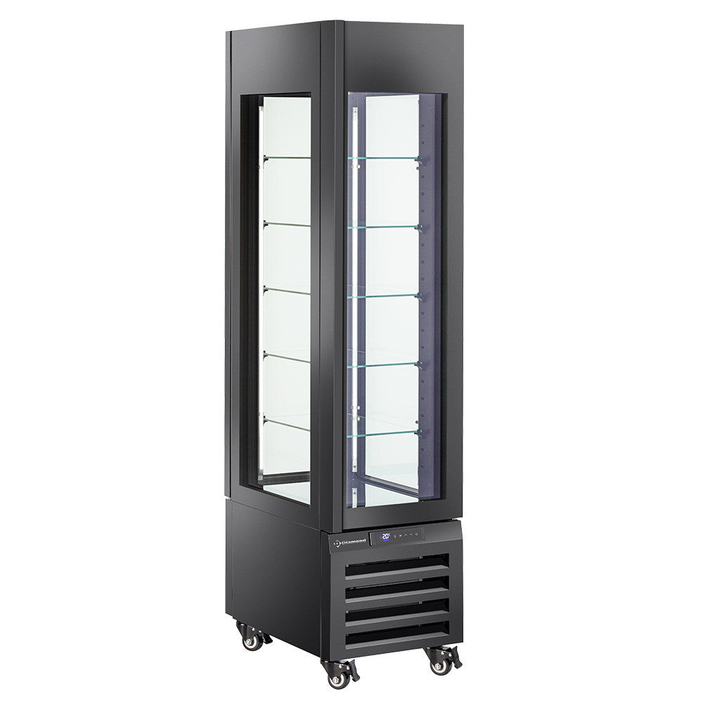 Vitrine "FULL vitrée" 260 Lt., 5 niveaux en verre, ventilée - ICE CREAM & PASTRY - NOIR - Diamond