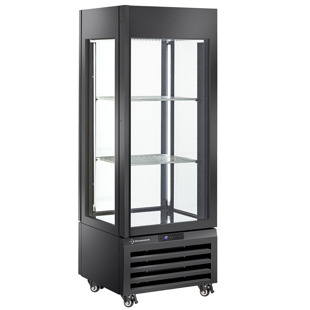 Vitrine "FULL vitrée" 440 Lt., 1 niveau + 2 étagères, ventilée - WINE - NOIR - Diamond