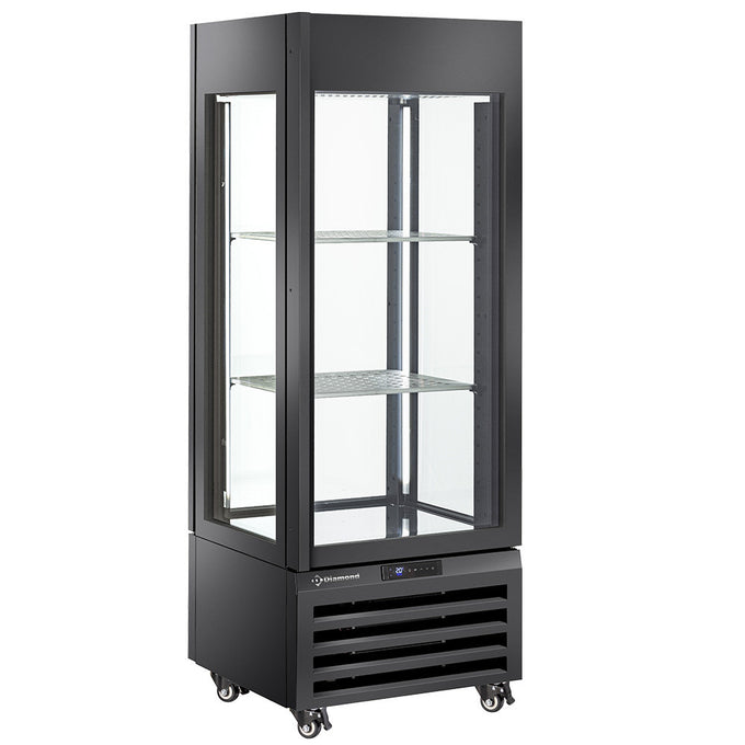 Vitrine "FULL vitrée" 440 Lt., 1 niveau + 2 étagères, ventilée - WINE - NOIR - Diamond