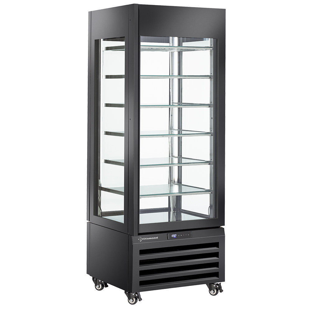 Vitrine "FULL vitrée" 440 Lt., 6 niveaux en verre, statique - ICE CREAM - NOIR - Diamond
