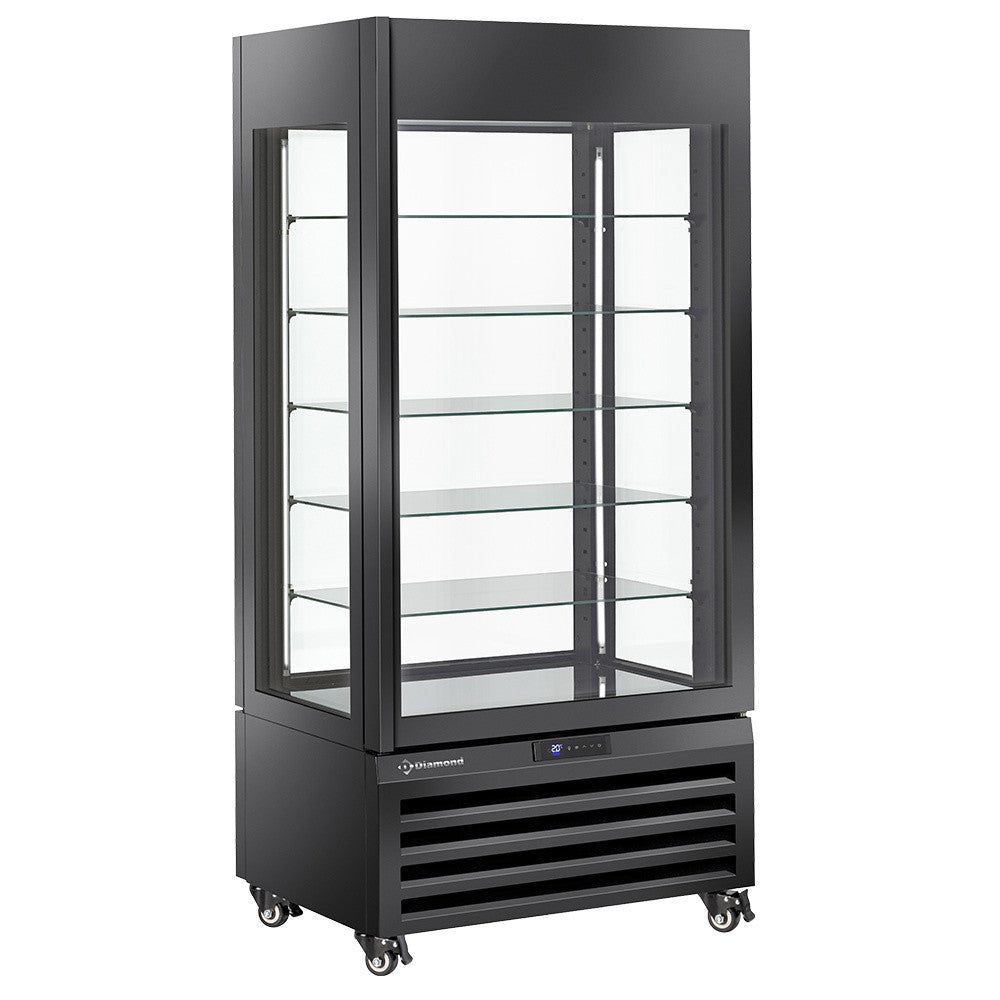 Vitrine "FULL vitrée" 600 Lt., 5 niveaux en verre, ventilée - ICE CREAM & PASTRY - NOIR - Diamond