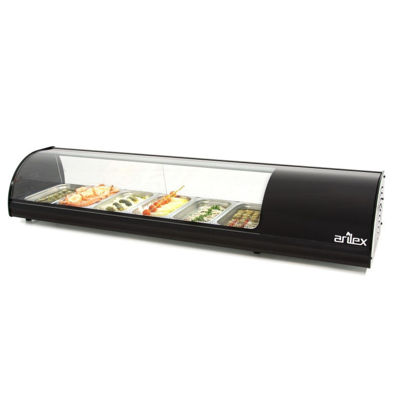 Vitrine réfrigérée à tapas - 6 bacs GN1/3 - Couleur noire - Arilex
