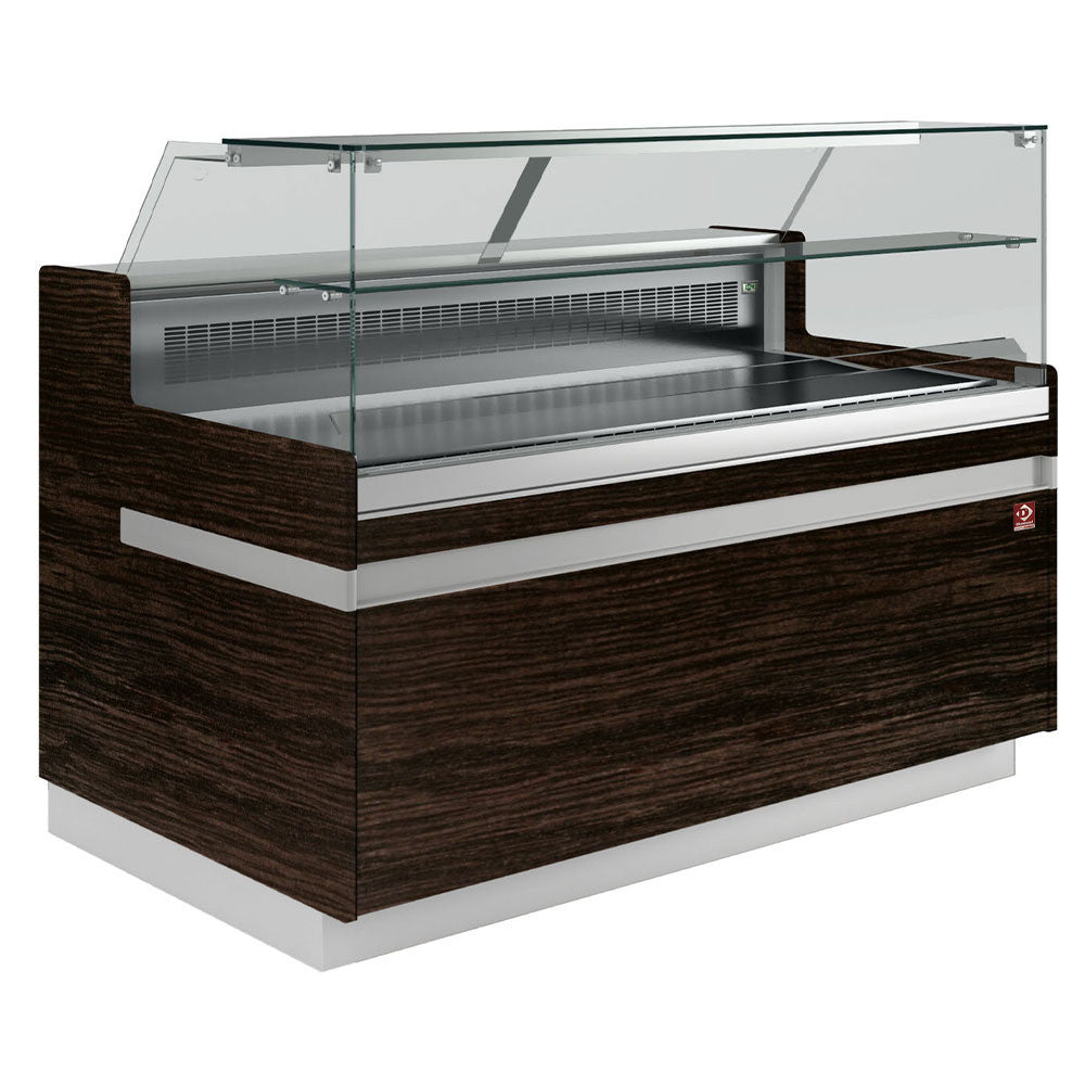 Comptoir vitrine réfrigérée en GN bois foncé - Diamond