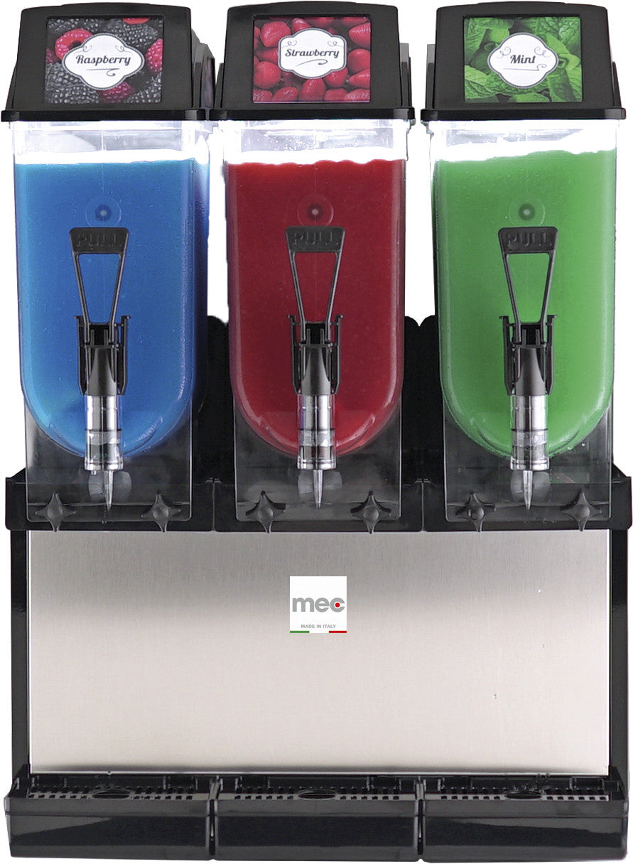 Machine à granité - 3 cuves 12L - 1220W - 585x510x820mm - LED - Mec