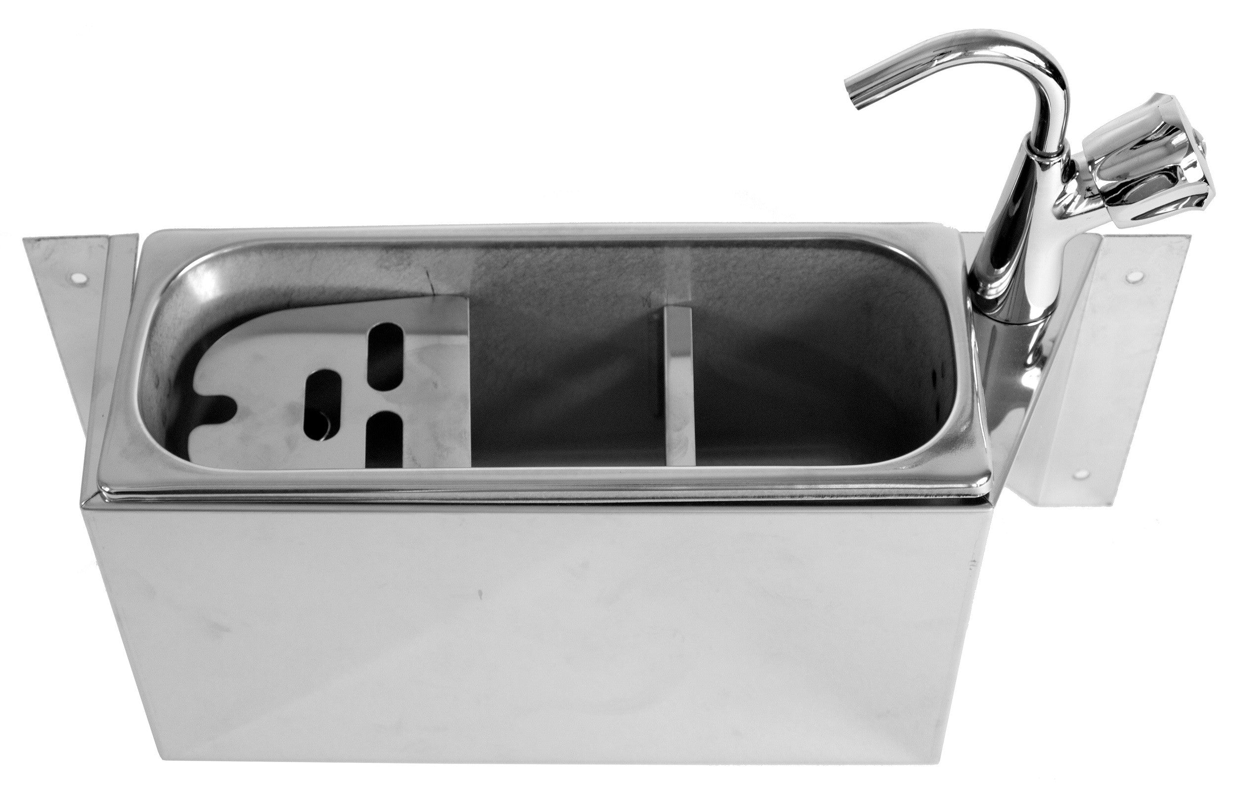 Evier pour cuillères à glace avec robinet 380x120x150 Combisteel - Accessoires Vitrine à Glace professionnel CHR - matériel cuisine pro - Cuistéo