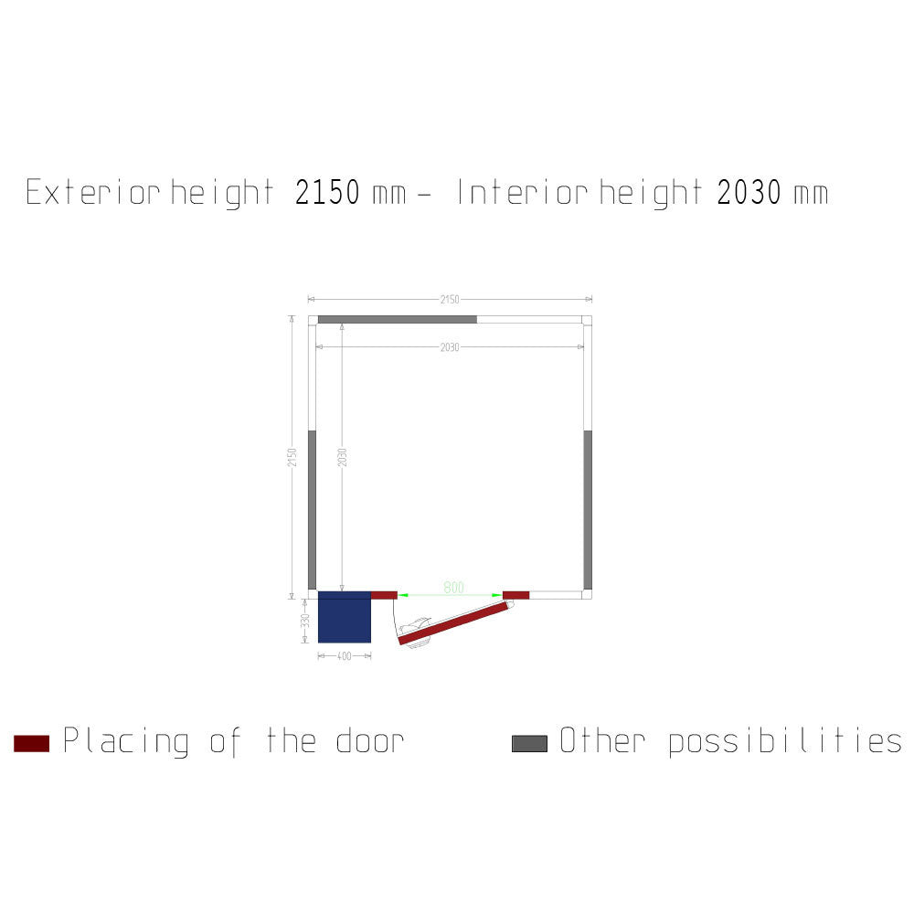 Chambre Froide Positive avec groupe, dim.int. 2030 x 2030 x h2030mm (8,37m³ ) - Diverso