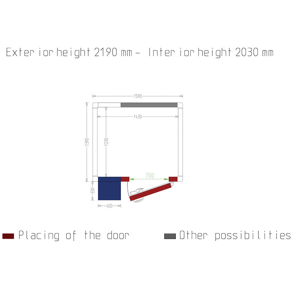 Chambre Froide Négative avec groupe, dim.int. 1430 x 1230 xh 2030 mm (3,57 m³ ) - Diverso