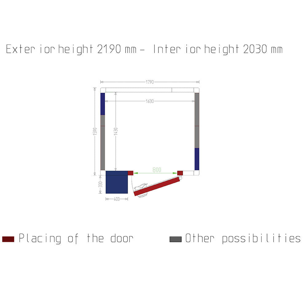 Chambre Froide Négative avec groupe, dim.int. 1630 x 1430 x h2030mm (4,73m³) - Diverso