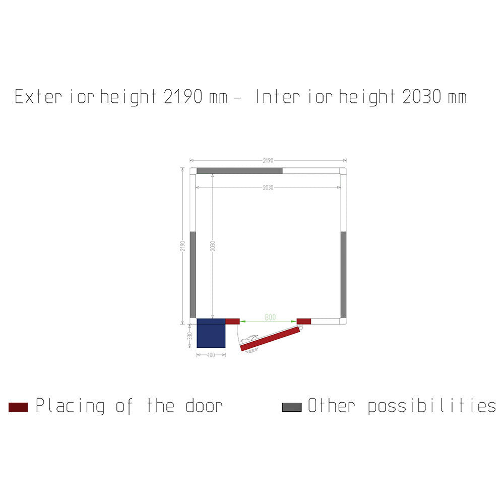 Chambre froide négative avec groupe, dim.int. 2030 x 2030 x h2030mm (8,37m³) - Diverso