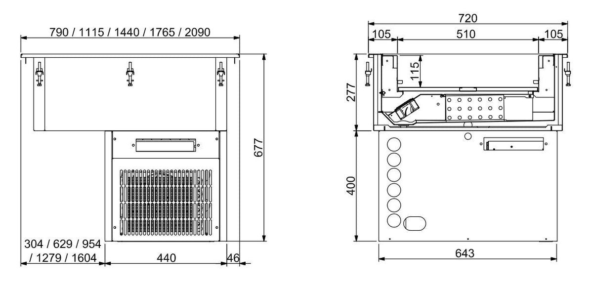 Drop-in cuve réfrigérée ventilé 1765x720x677 mm 0.485 kW Combisteel - vue 2 - Cuve Réfrigérée Drop-In pro CHR - Cuistéo