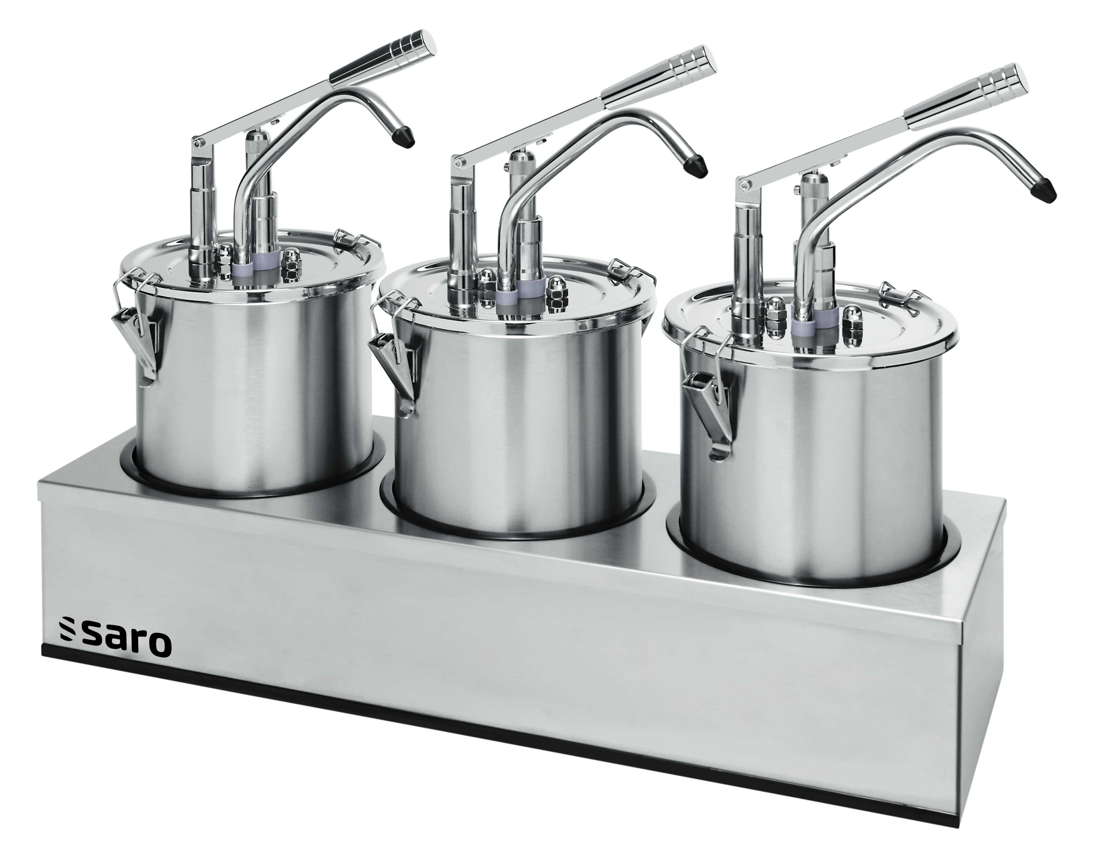 Distributeur sauce PD-003 - Set 3 pièces - Dosage max 40ml - Support inclus Saro - Distributeurs à Sauce professionnel CHR - matériel cuisine pro - Cuistéo