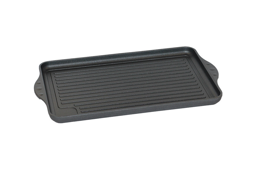 Plaque grill - 430x280mm - Surface striée - Antiadhésif - Compatible four 240°C Saro - Plaque pâtisserie professionnel CHR - matériel cuisine pro - Cuistéo