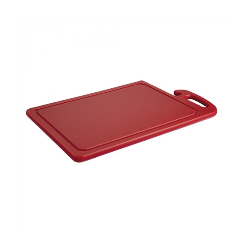 Planche découper rouge coins ronds avec poignée 45x30cm - Caterchef