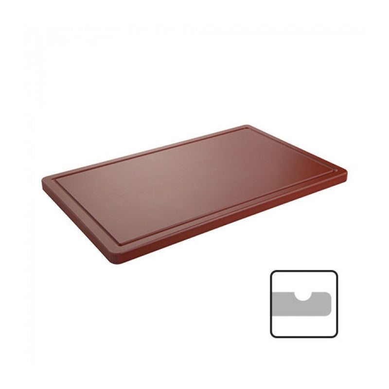 Planche découper brun avec rainure 50x30cm - Caterchef