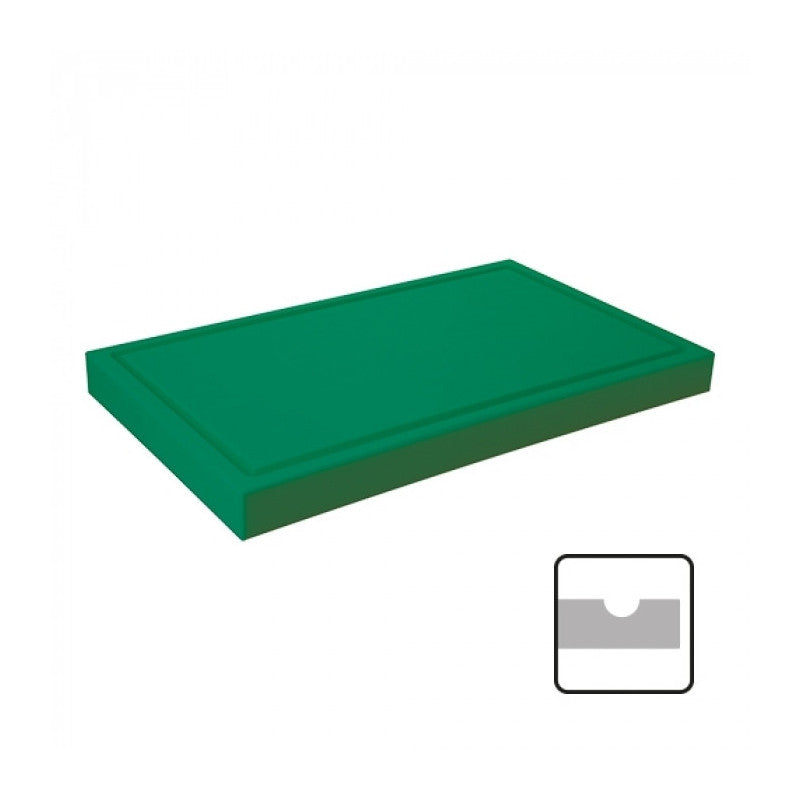 Planche découper épaisse avec rainure vert 50x30cm - Caterchef