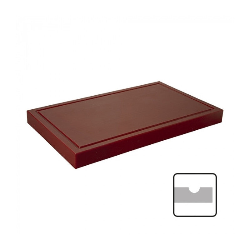 Planche découper brun avec rigole 60x33cm - Caterchef
