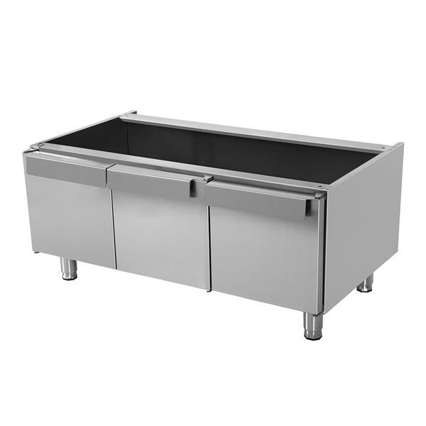 Soubassement inox avec portes pour appareils gamme 700 - L 1200 x P 700 x H 600 mm - Unninox