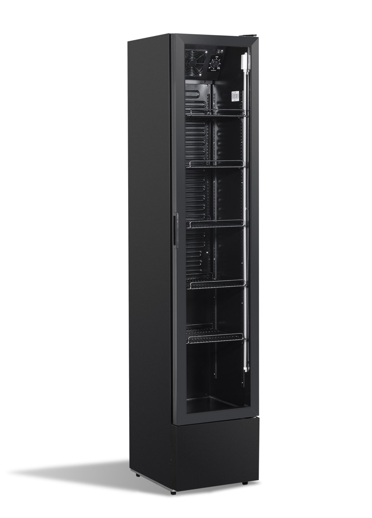 Réfrigérateur étroit porte vitrée noir NAP-150 - L 390 x P 470 x H 1880 mm - Combisteel