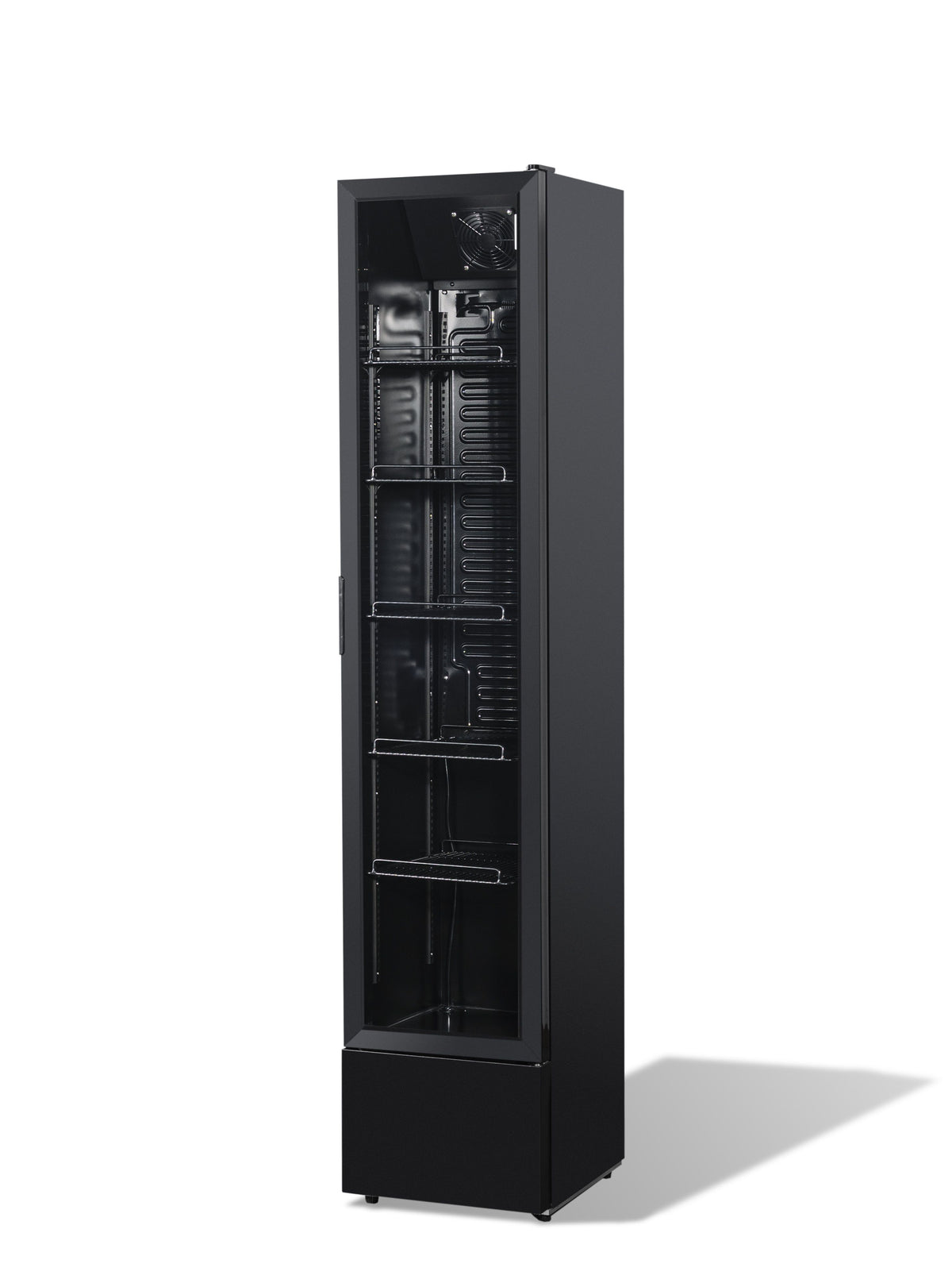 Réfrigérateur étroit porte vitrée noir NAP-150 - L 390 x P 470 x H 1880 mm - Combisteel