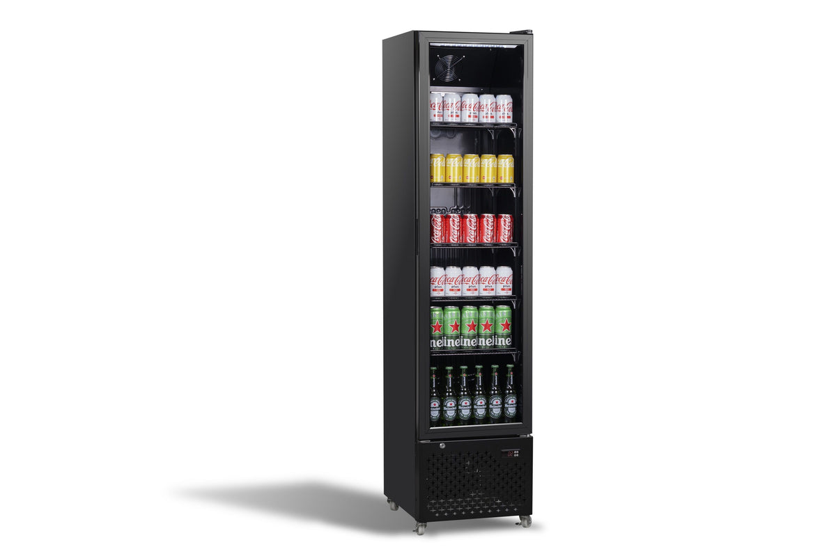 Réfrigérateur étroit porte vitrée noir NAP-250 - L 460 x P 560 x H 1915 mm - Combisteel