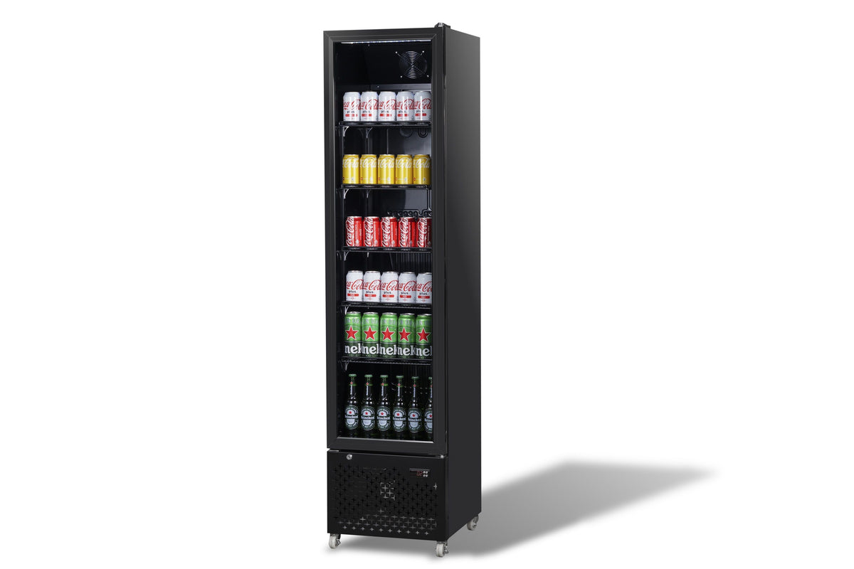 Réfrigérateur étroit porte vitrée noir NAP-250 - L 460 x P 560 x H 1915 mm - Combisteel