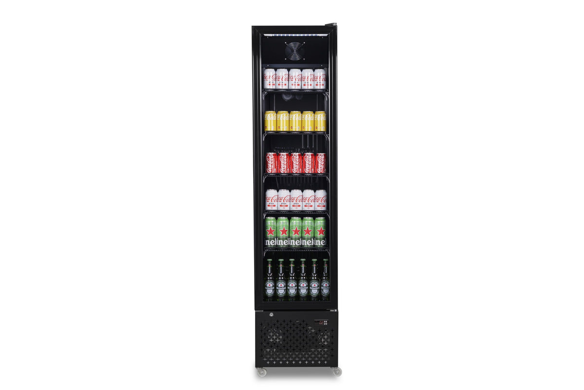 Réfrigérateur étroit porte vitrée noir NAP-250 - L 460 x P 560 x H 1915 mm - Combisteel