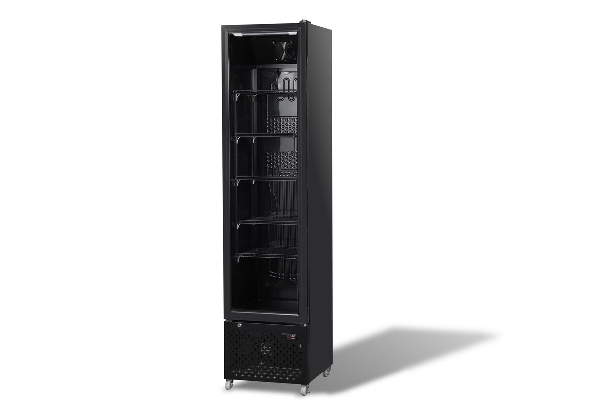 Réfrigérateur étroit porte vitrée noir NAP-250 - L 460 x P 560 x H 1915 mm - Combisteel
