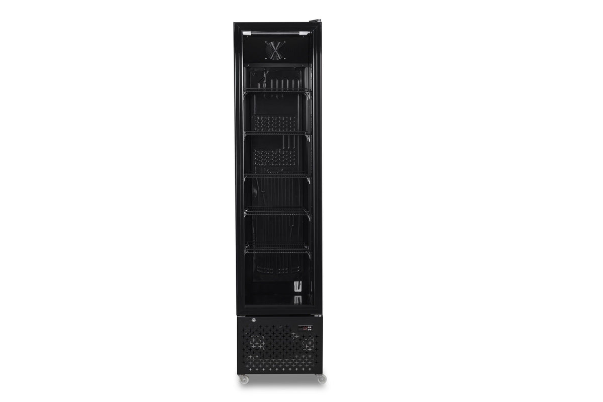 Réfrigérateur étroit porte vitrée noir NAP-250 - L 460 x P 560 x H 1915 mm - Combisteel