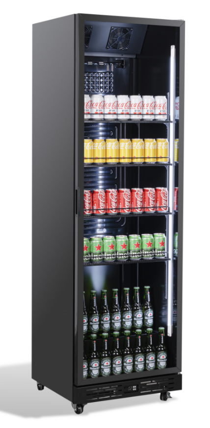 Réfrigérateur 1 porte vitrée noir NAP-360 - L 595 x P 580 x H 1950 mm - Combisteel