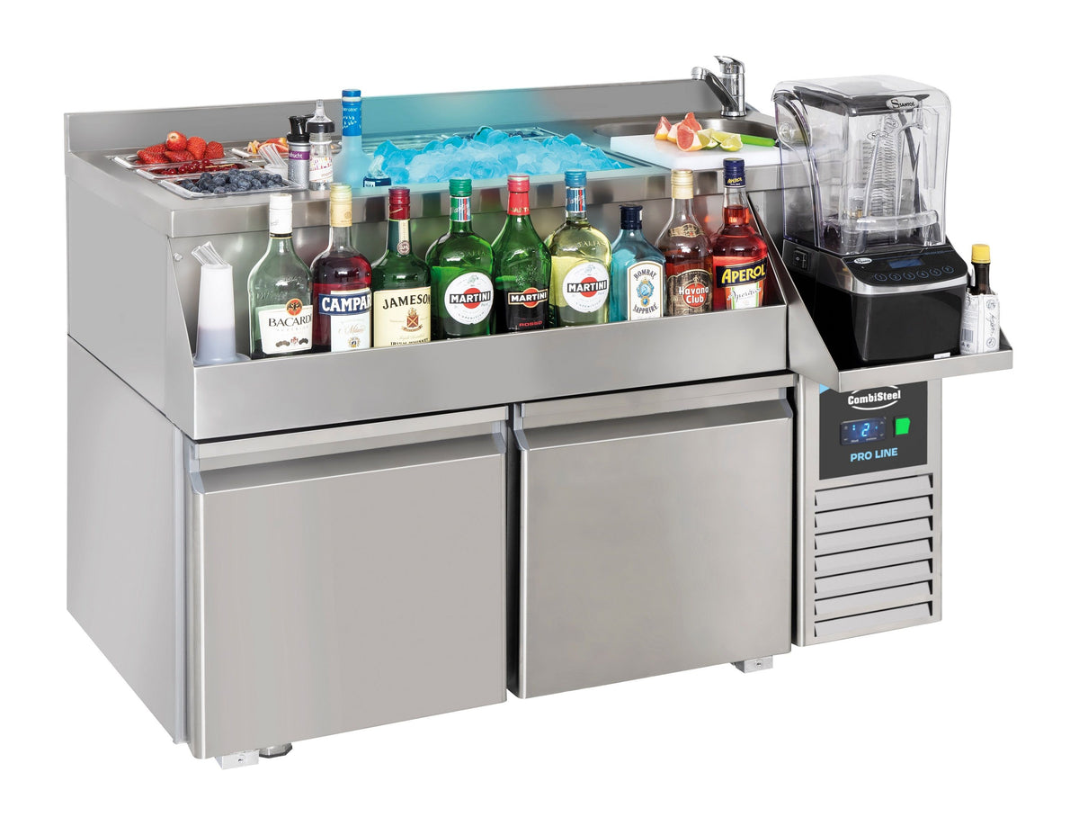 Table réfrigérée 2 portes avec bar à cocktails - L 1200 x P 760 x H 1000 mm - Combisteel