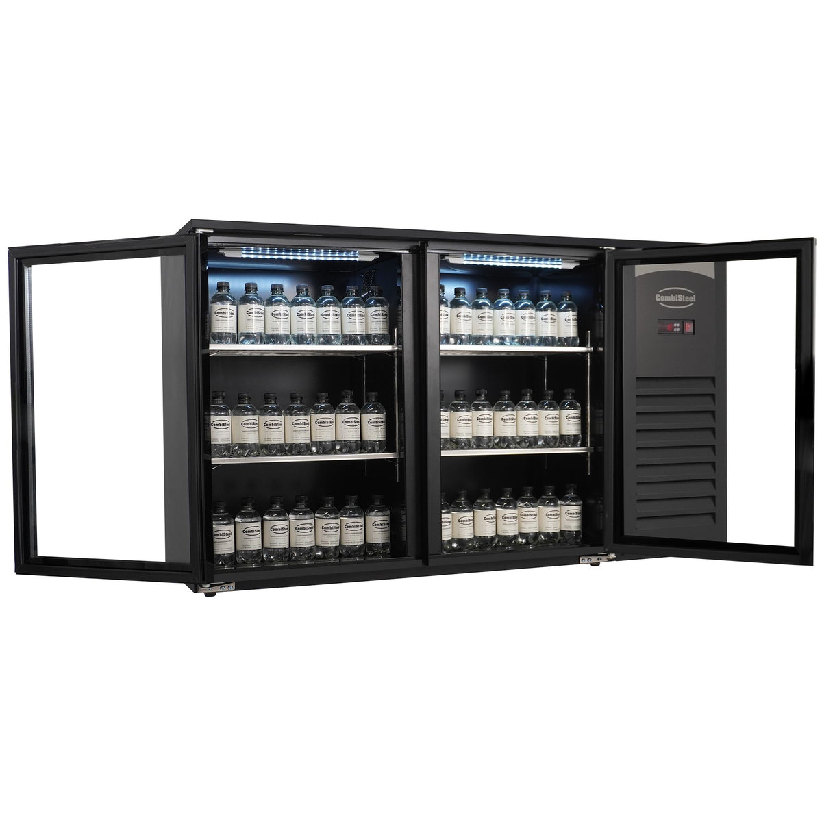 Arrière-bar réfrigéré 2 portes vitrées, noir - L 1434 x P 520 x H 860 mm - Combisteel