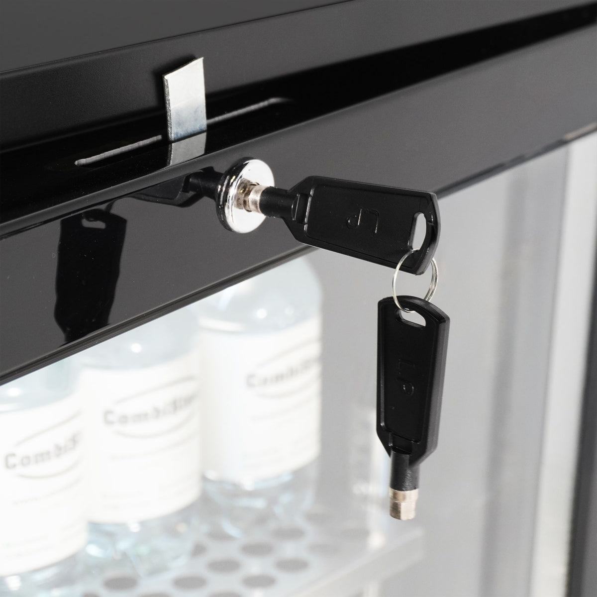 Arrière-bar réfrigéré 3 portes vitrées, noir - L 1988 x P 520 x H 860 mm - Combisteel