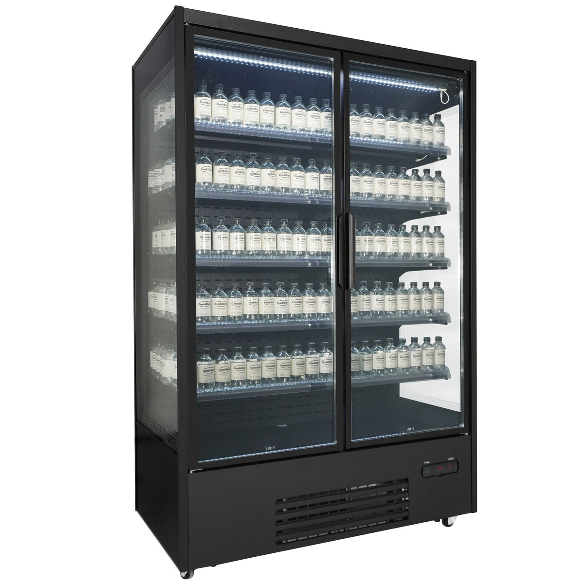 Vitrine murale réfrigérée Luke 1,3 noire, 2 portes vitrées, 1400 L - L 1330 x P 720 x H 2030 mm - Combisteel