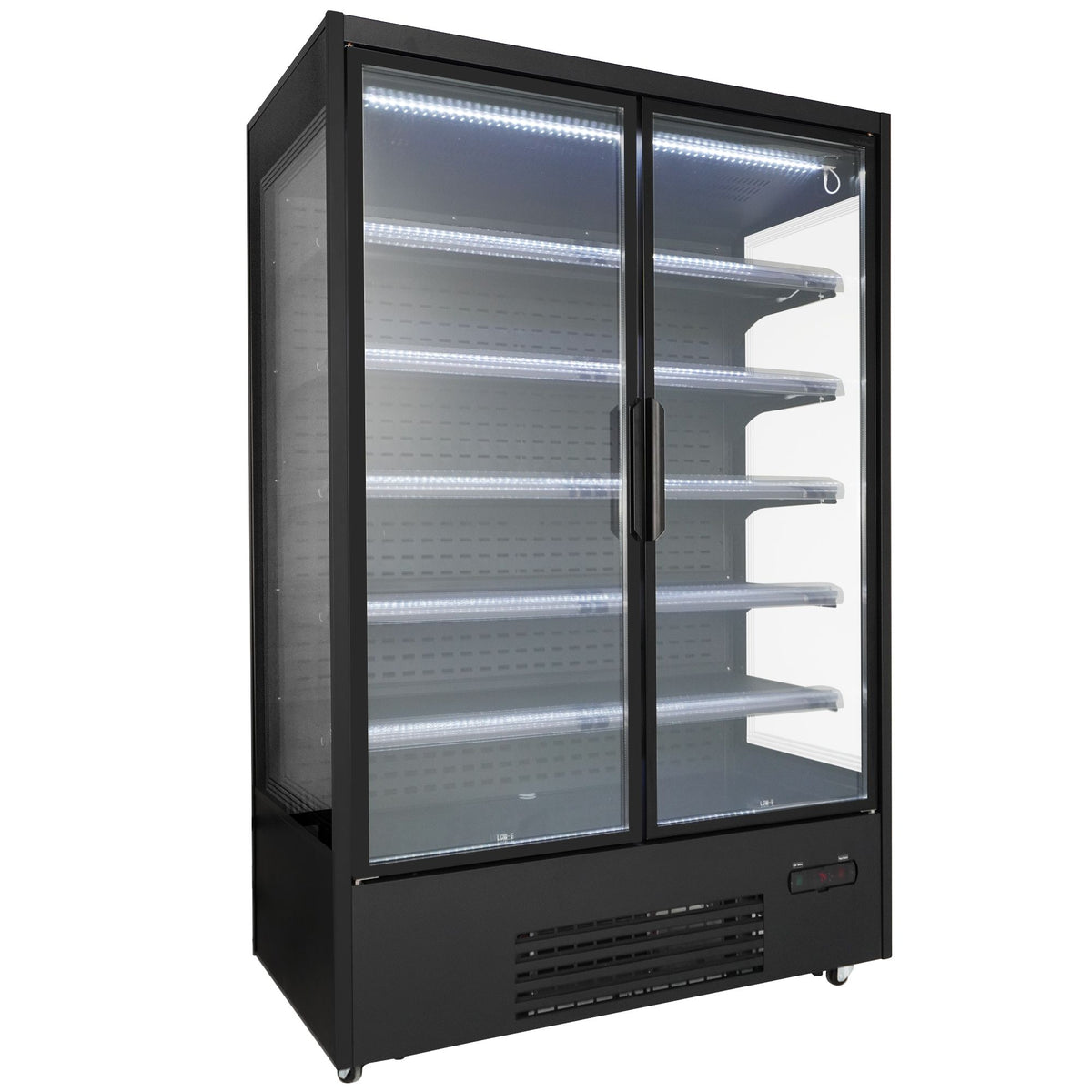 Vitrine murale réfrigérée Luke 1,3 noire, 2 portes vitrées, 1400 L - L 1330 x P 720 x H 2030 mm - Combisteel