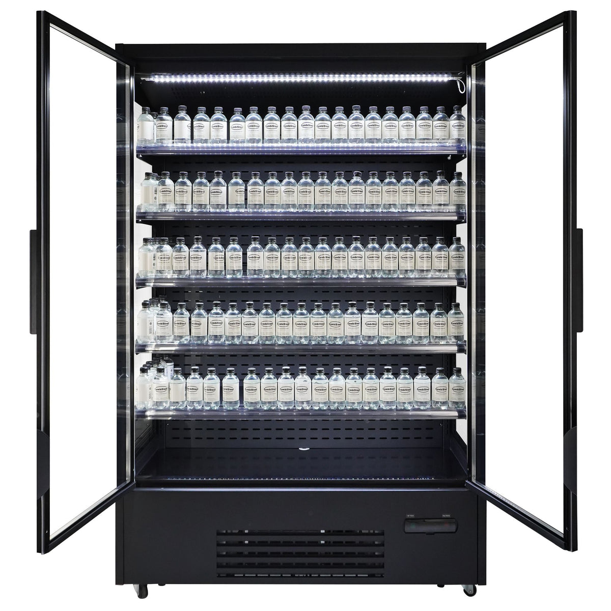 Vitrine murale réfrigérée Luke 1,3 noire, 2 portes vitrées, 1400 L - L 1330 x P 720 x H 2030 mm - Combisteel