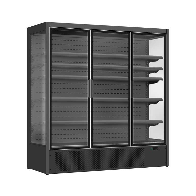 Vitrine murale réfrigérée Luke 1,9 noire, 3 portes vitrées, 1900 L - L 1955 x P 720 x H 2030 mm - Combisteel