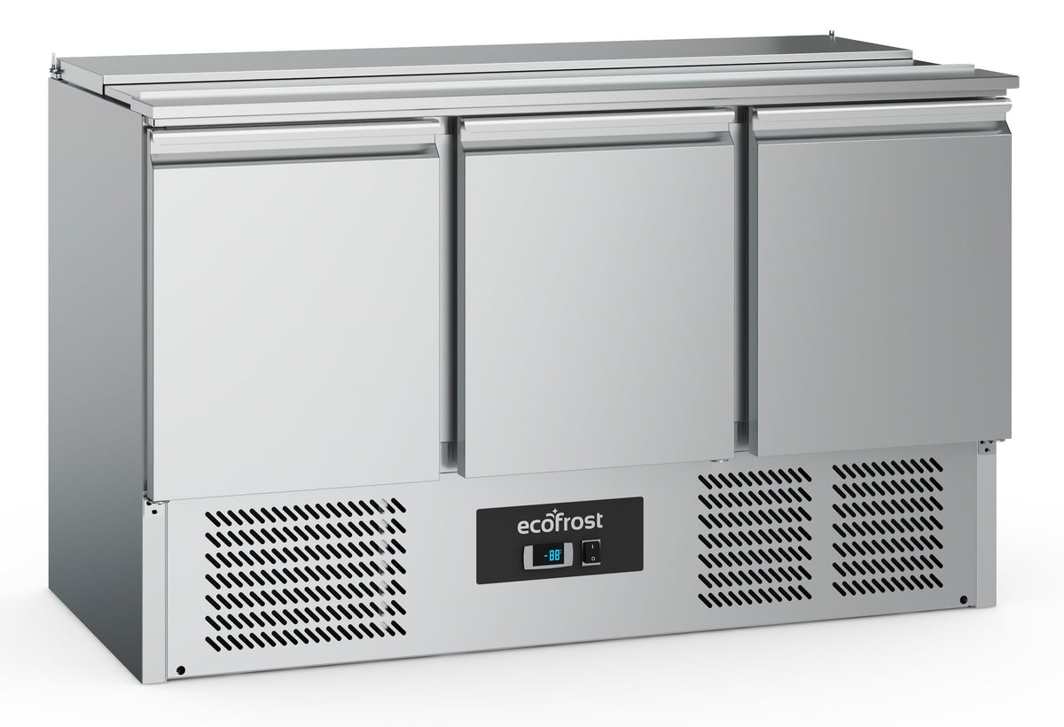 Saladette réfrigérée 3 portes pour 4 bacs GN 1/1 - L 1365 x P 700 x H 876 mm - Combisteel