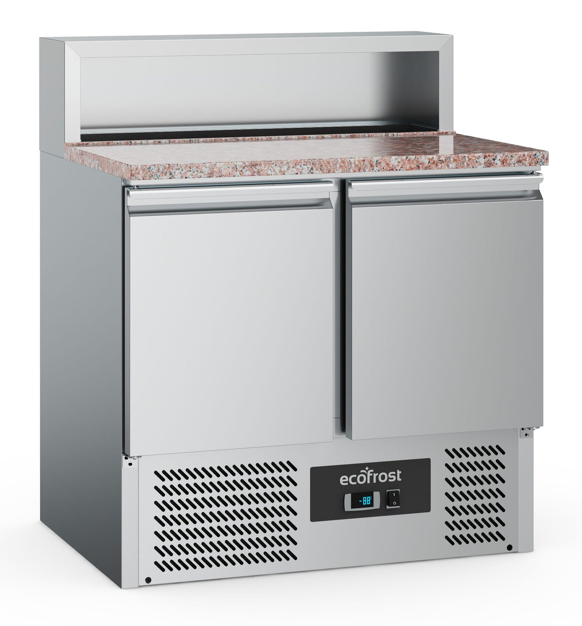 Table de préparation pizza réfrigérée 2 portes, 5 bacs GN 1/6, dessus granit - L 900 x P 700 x H 1075 mm - Combisteel