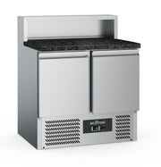 Table de préparation pizza réfrigérée 2 portes, 5 bacs GN 1/6, granit noir - L 900 x P 700 x H 1075 mm - Combisteel